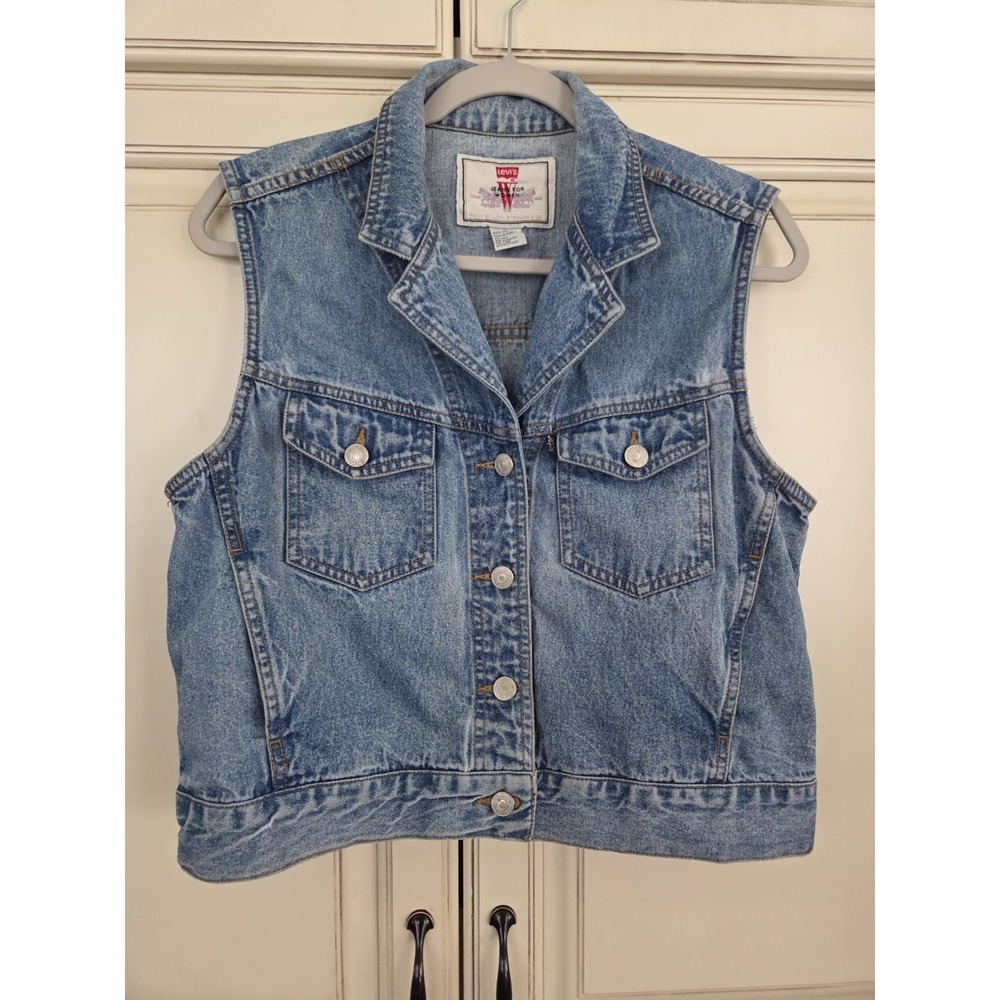 Vtg Levi's Denim Sleeveless Vest Women's Large